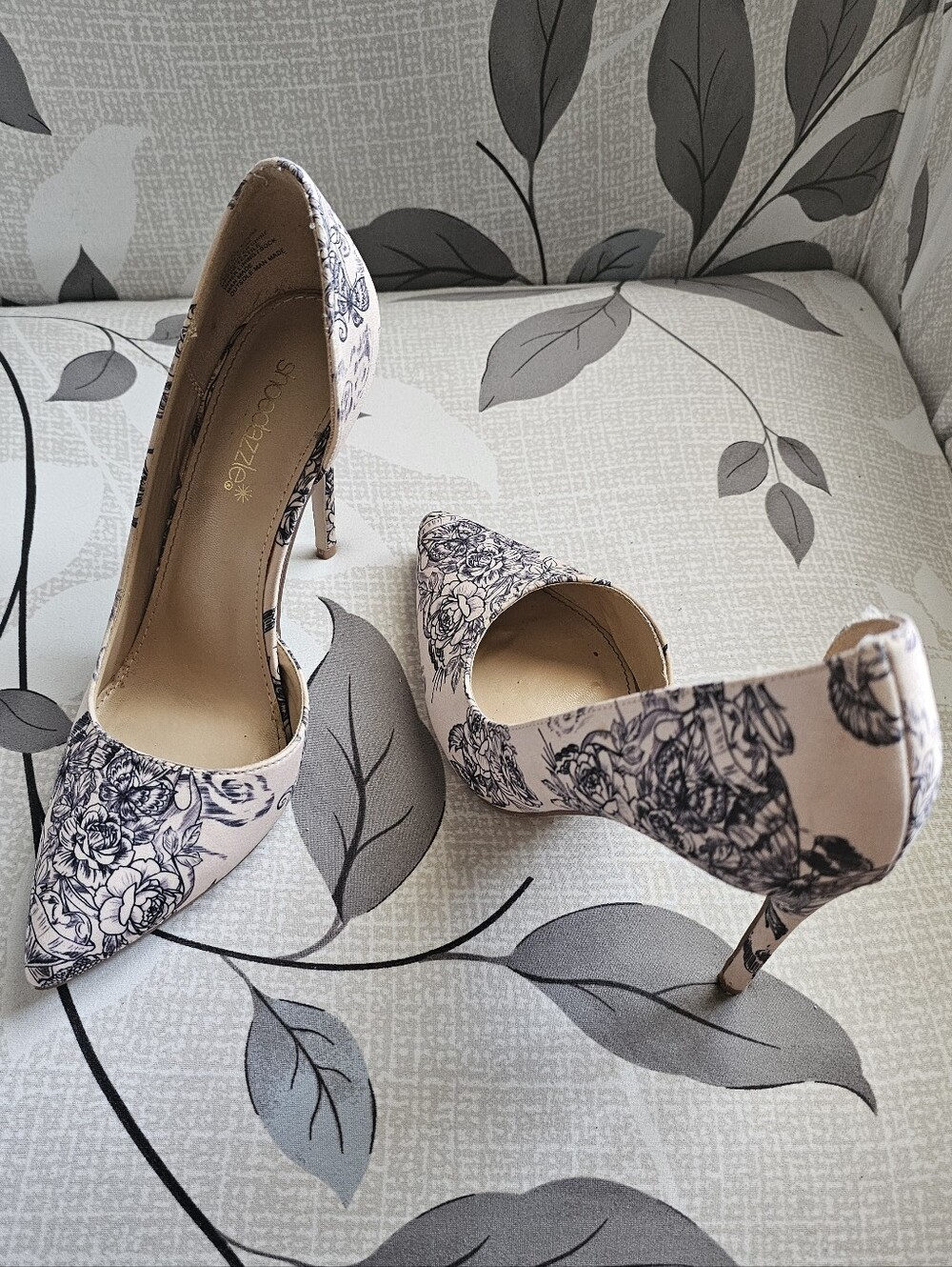 Floral Toile Blush Pointed Toe d'Orsay Pumps Size 8.5